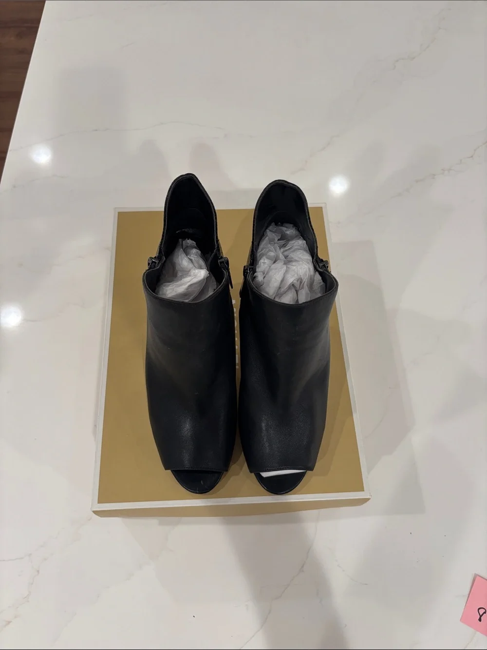 Michael Kors Black Leather Open-Toe High-Heel Ankle Boots